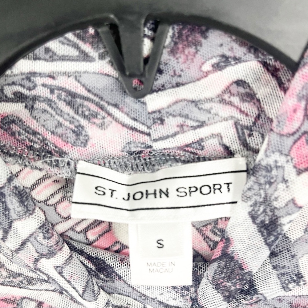 ST. JOHN Sport Mesh Sheer Abstract Print Long Sleeves High Neck Top Size Small - Picture 3 of 8